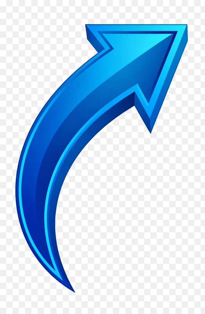 Glossy Curved Blue Directional Arrow PNG  Transparent Background