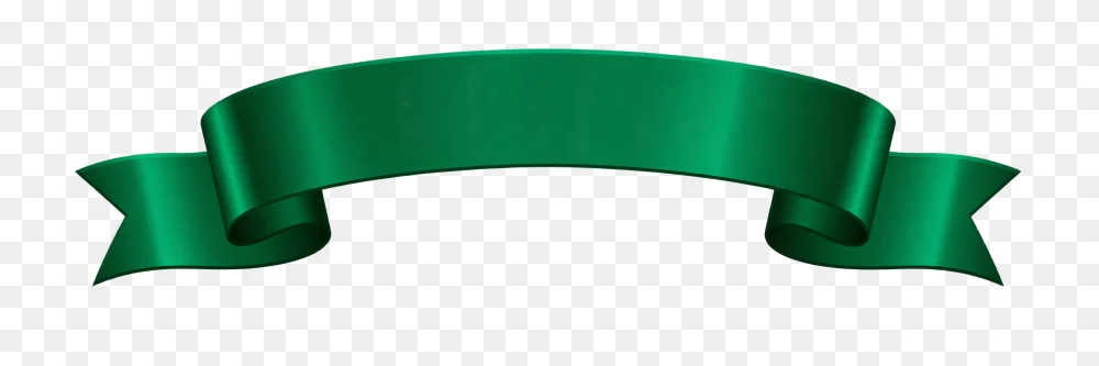 Glossy Green Curved Ribbon Banner PNG  Transparent Background