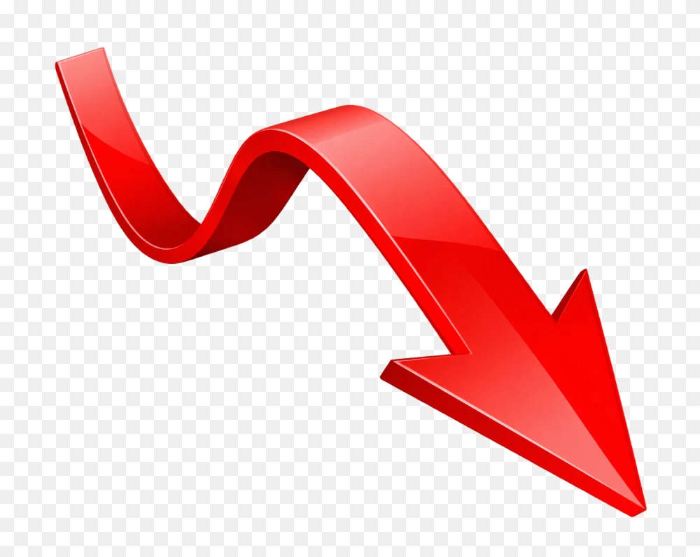 Glossy Red 3D Wavy Arrow PNG  Transparent Background