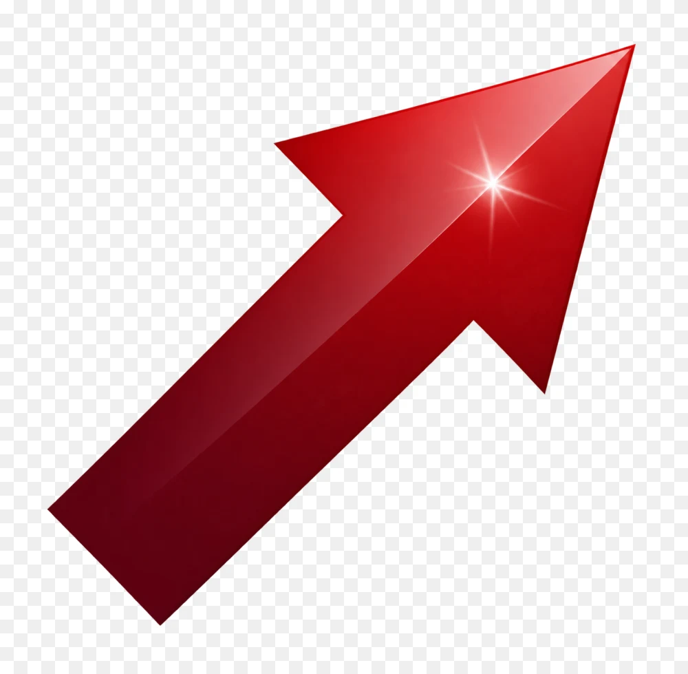 Glossy Red Upward Arrow Transparent PNG  Transparent Background
