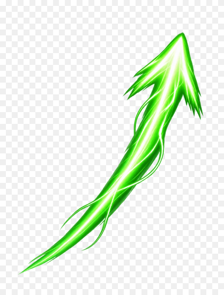 Glowing Green Electric Upward Arrow PNG  Transparent Background