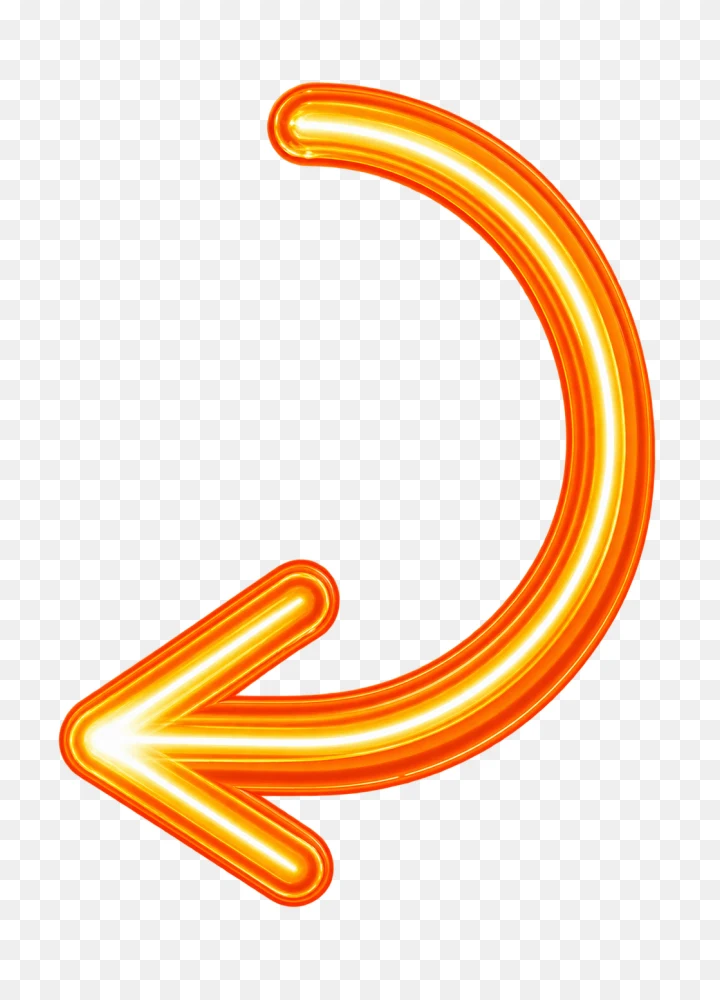 Glowing Neon Orange Curved Arrow PNG  Transparent Background