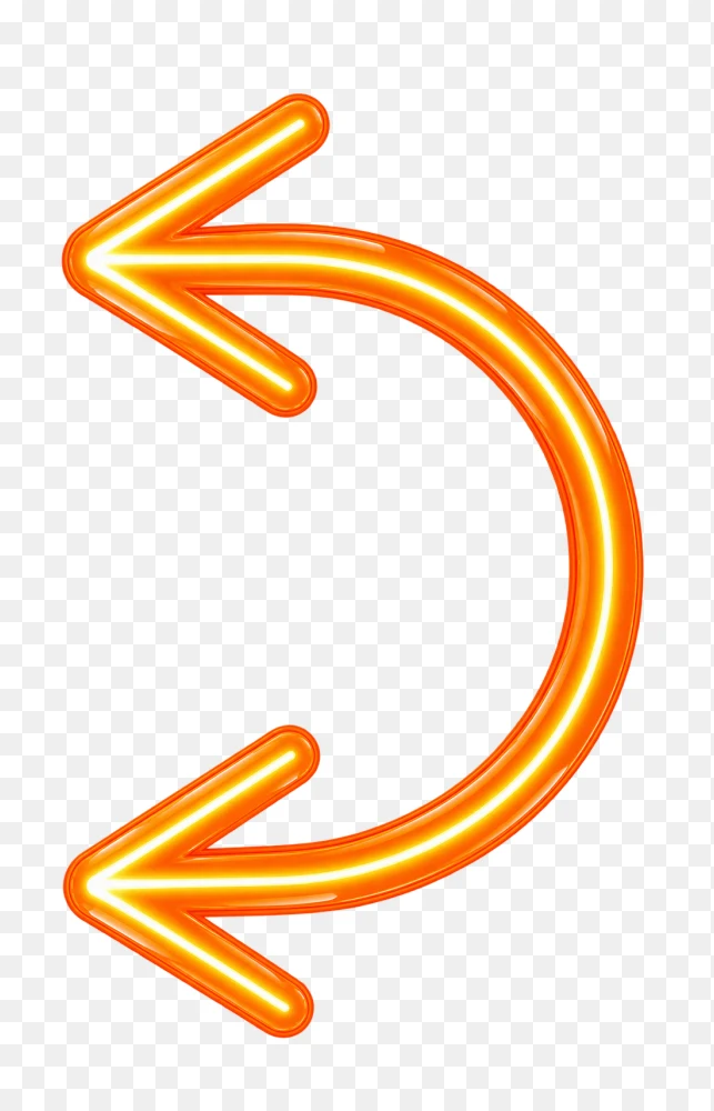 Glowing Orange Curved Arrow Icon PNG  Transparent Background