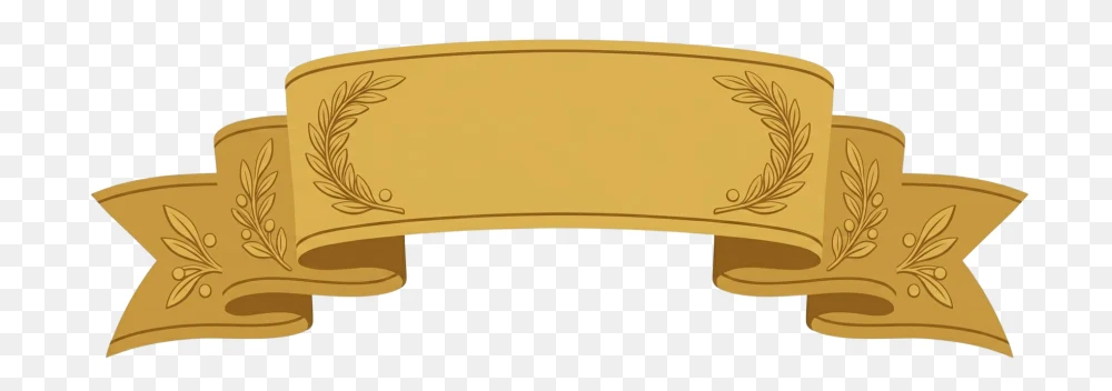 Golden Banner with Laurel Wreath Accents PNG  Transparent Background