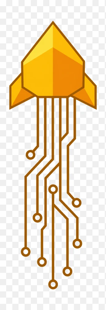 Golden Circuit Board Jellyfish Tech PNG Illustration  Transparent Background