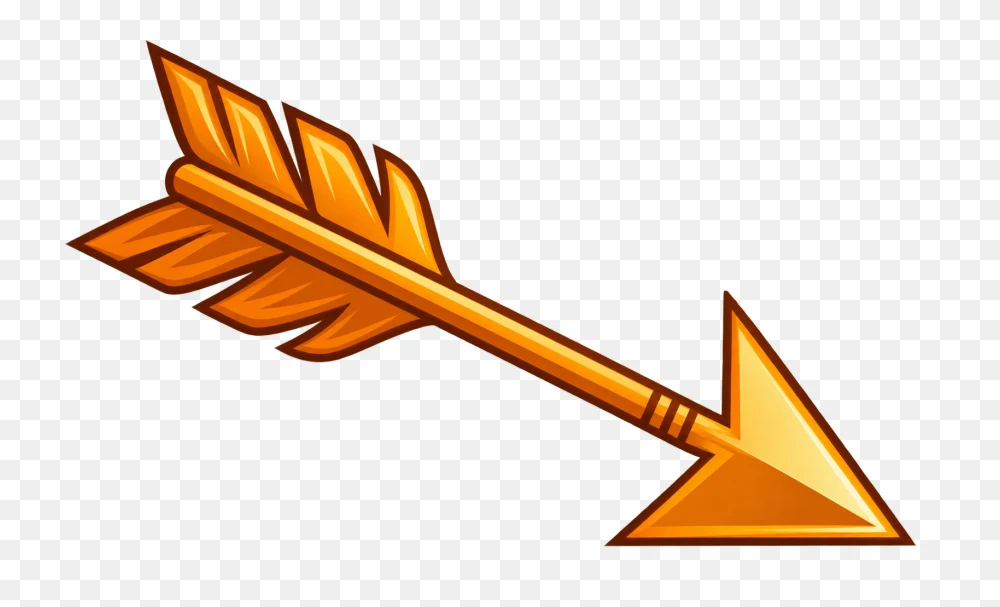 Golden Feathered Archery Arrow PNG Graphic  Transparent Background
