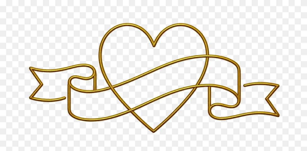 Golden Heart With Ribbon Transparent PNG  Transparent Background