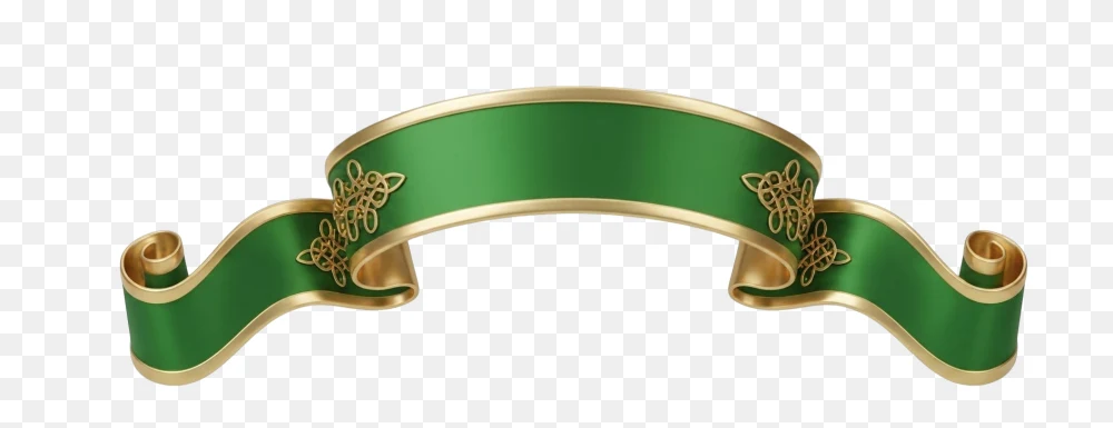 Green And Gold Curved Banner PNG  Transparent Background