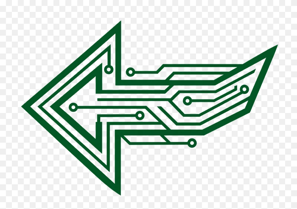 Green Circuit Board Arrow Shape Graphic PNG Transparent Background
