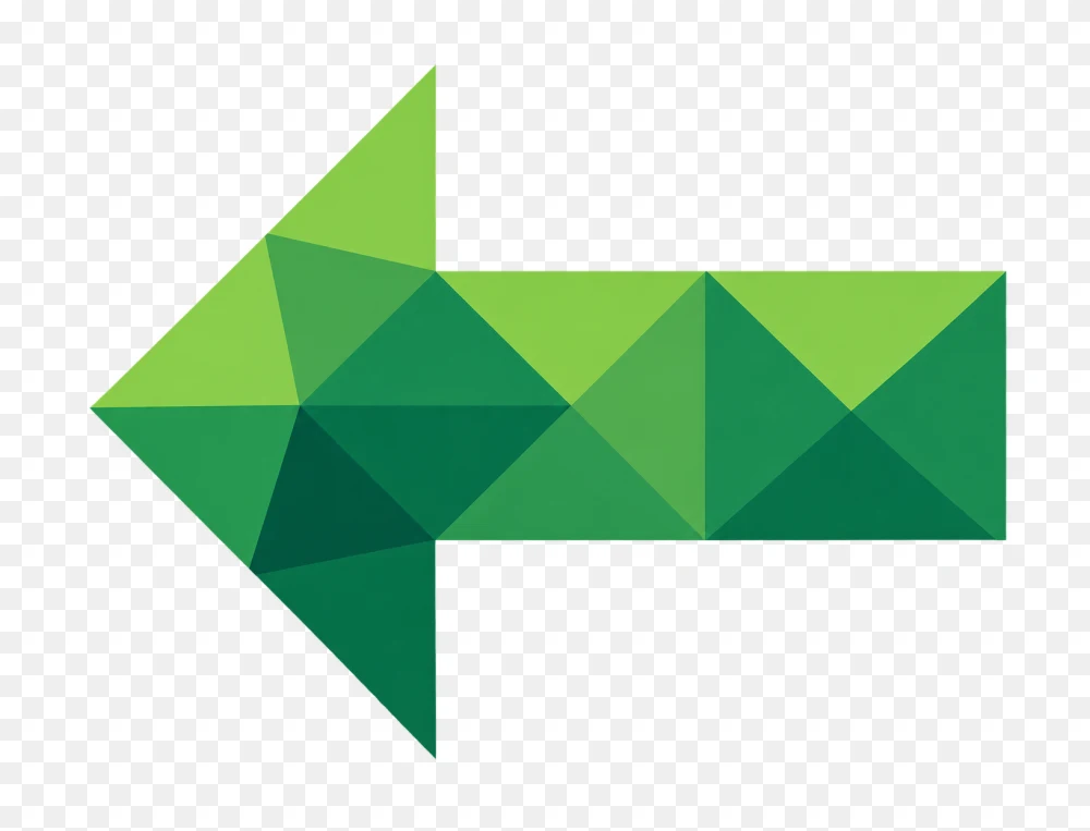 Green Geometric Low Poly Left Arrow PNG  Transparent Background