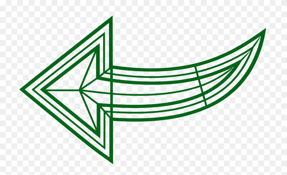 Green Stylized Left Arrow Pointer Vector PNG Transparent Background
