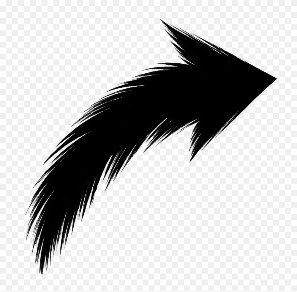 Hand Drawn Curved Black Arrow Illustration PNG  Transparent Background