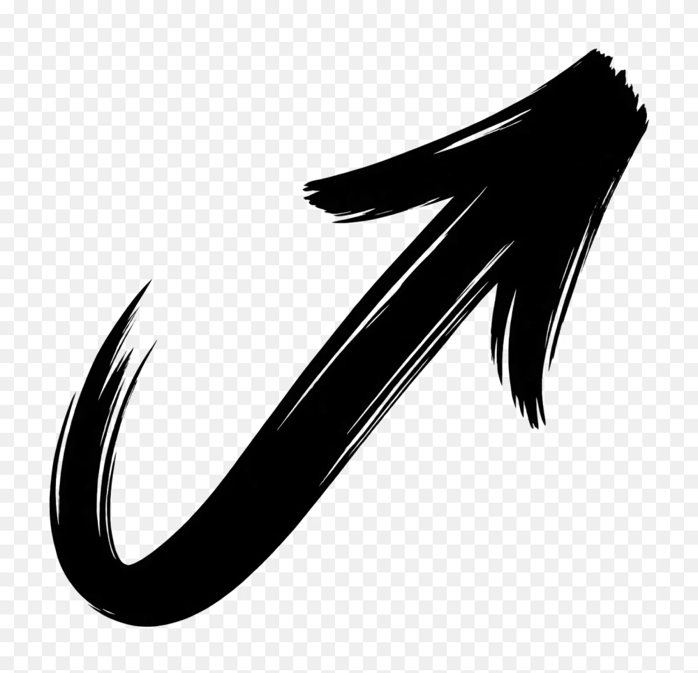 Hooked Dry Brush Stroke Up Right Arrow PNG Transparent Background