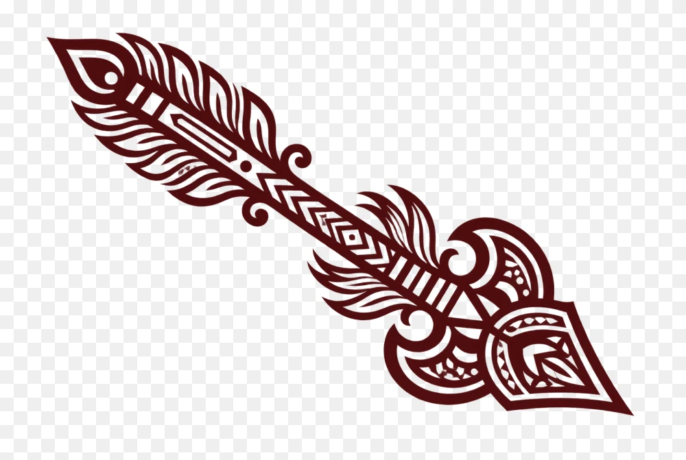 Intricate Maroon Decorative Arrow PNG Cutout  Transparent Background