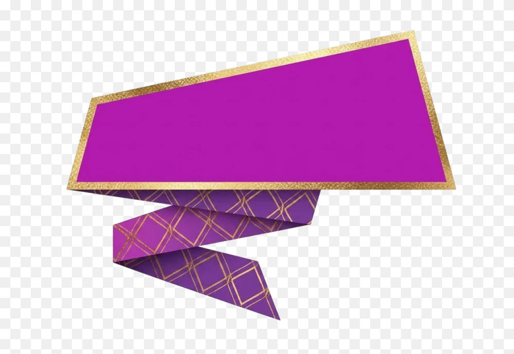 Magenta and Gold Ribbon Banner PNG  Transparent Background
