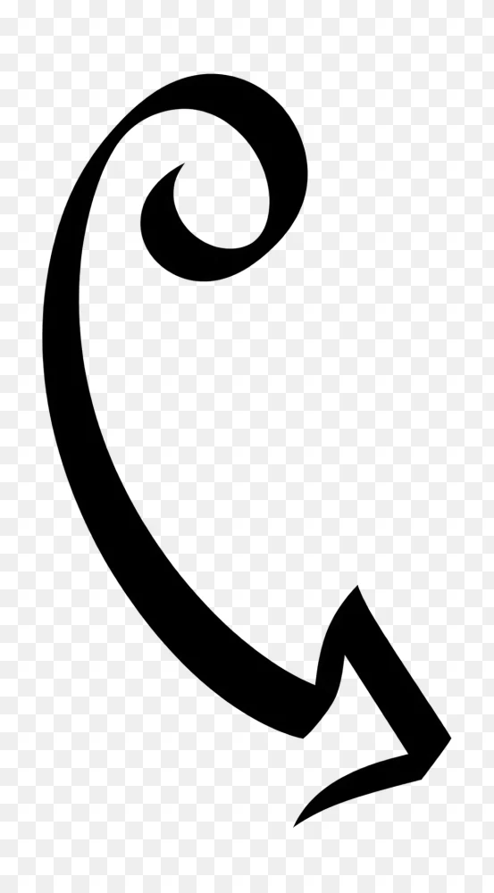 Minimalist Black Solid Curve Arrow PNG  Transparent Background