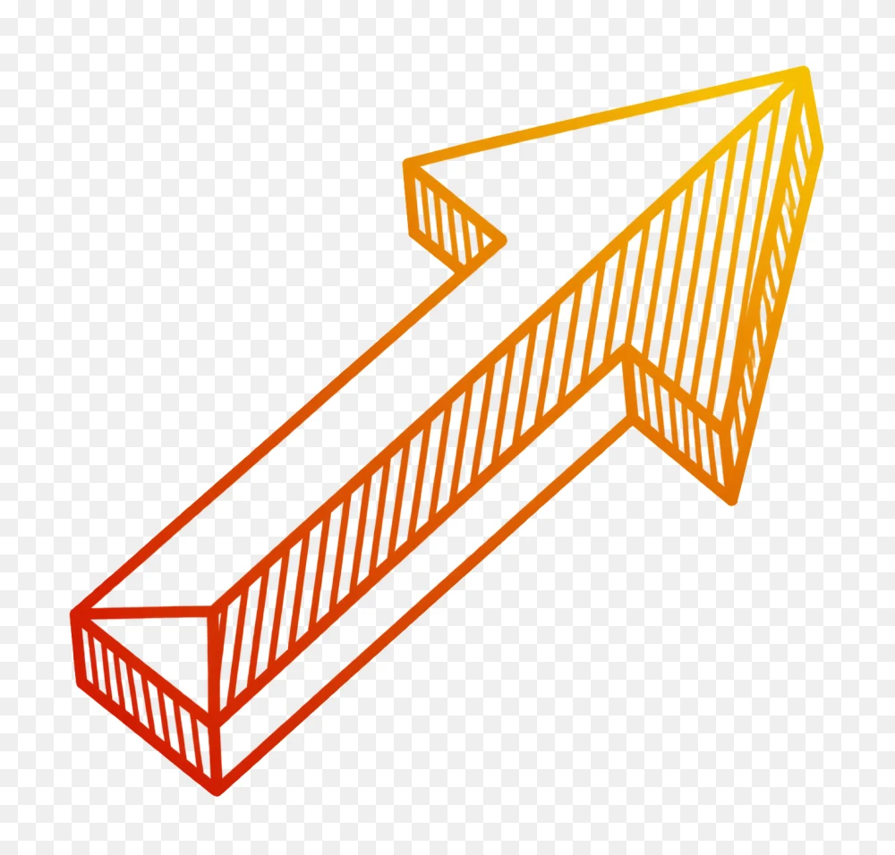 Orange 3D Sketched Directional Arrow PNG  Transparent Background