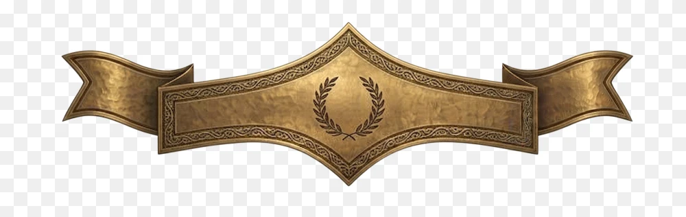 Ornate Gold Shield Banner with Laurel Wreath PNG  Transparent Background