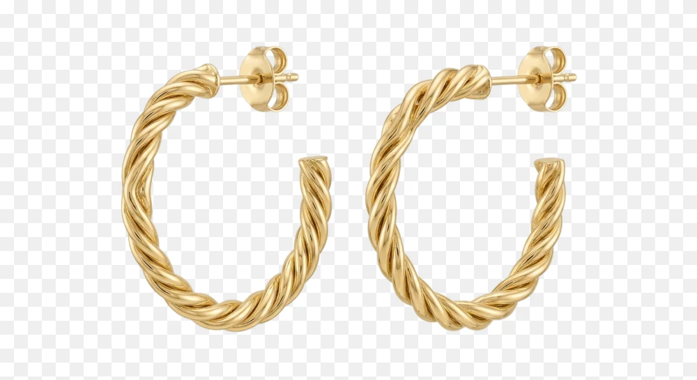 Polished Twisted Gold Hoop Earrings Transparent PNG  Transparent Background