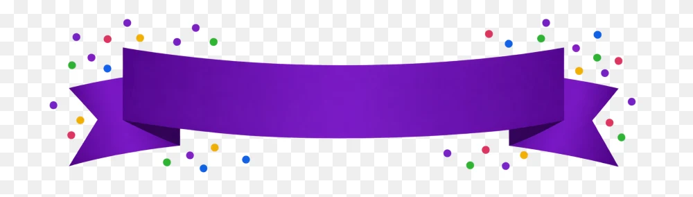 Purple Ribbon Banner with Festive Confetti DecorationPNG  Transparent Background