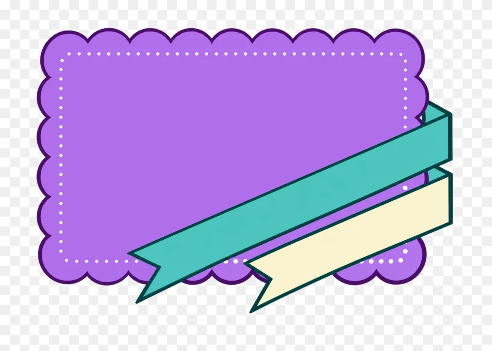 Purple Scalloped Frame with Dual Ribbons PNG  Transparent Background