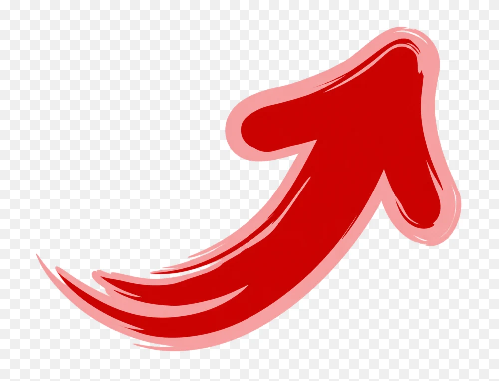 Red Brush Stroke Upward Arrow PNG  Transparent Background