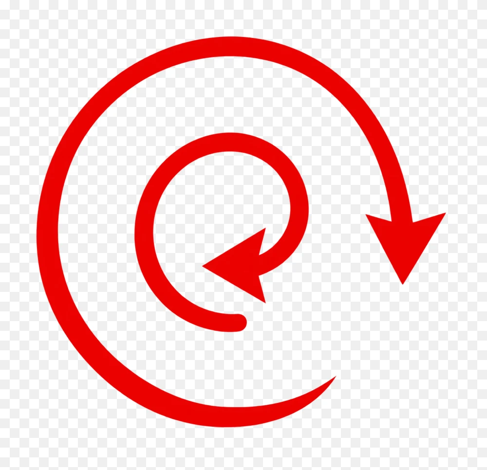 Red Circular Spiral Arrow Graphic Symbol PNG Transparent Background