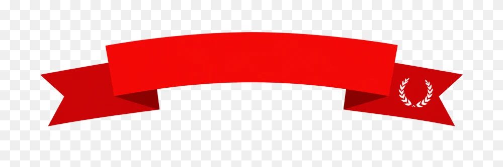 Red Flat Curved Ribbon Banner Graphic PNG Transparent Background
