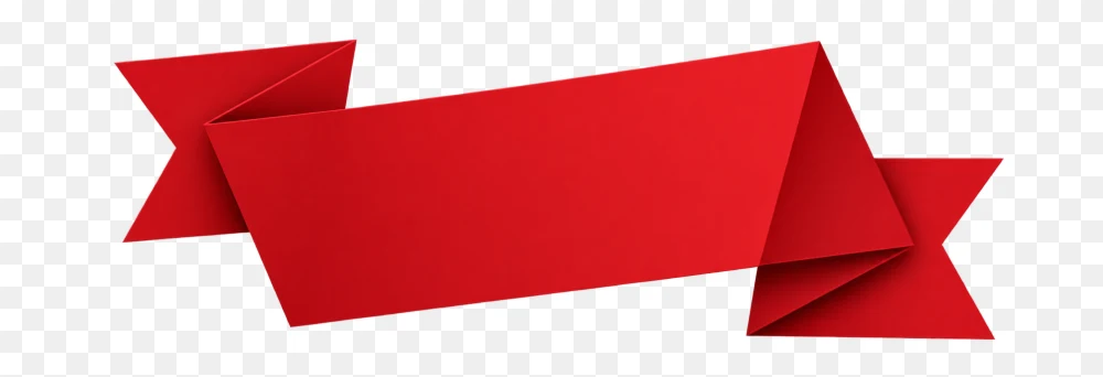 Red Folded Ribbon Banner Vector PNG  Transparent Background