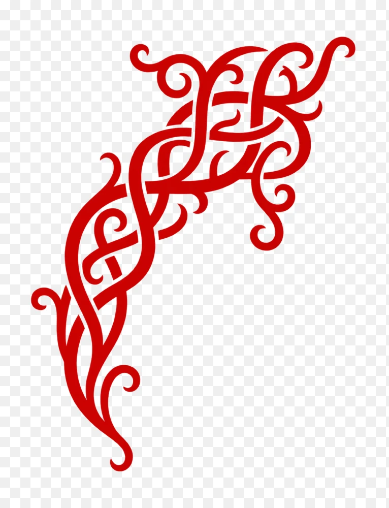 Red Ornamental Corner Flourish Transparent PNG  Transparent Background
