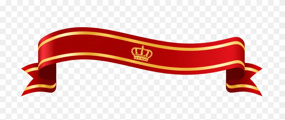 Red Regal Crown Ribbon Banner PNG  Transparent Background