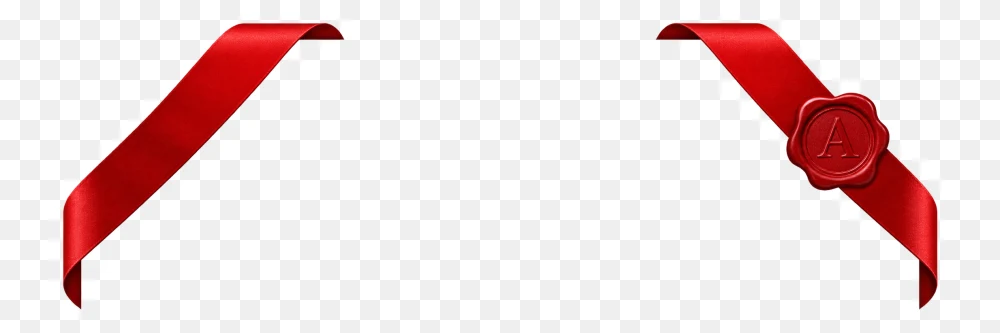 Red Ribbon Corner Banner with Wax Seal PNG  Transparent Background