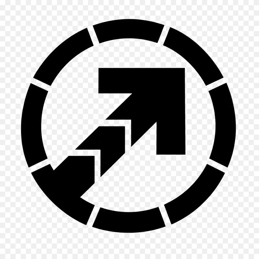 Segmented Arrow In Circle Up Right Transparent background png  Transparent Background