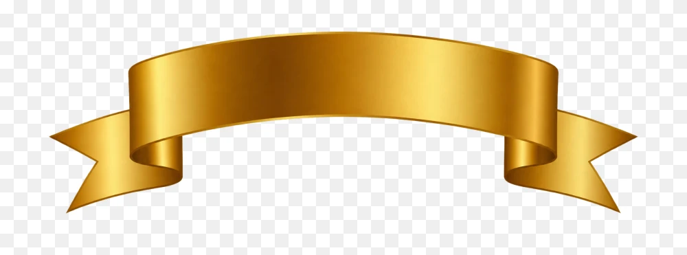 Shiny Gold Metallic Ribbon Banner PNG  Transparent Background