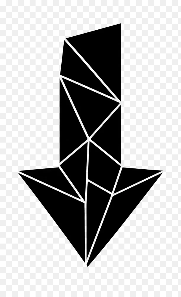 Solid Black Geometric Low Poly Down Arrow PNG  Transparent Background