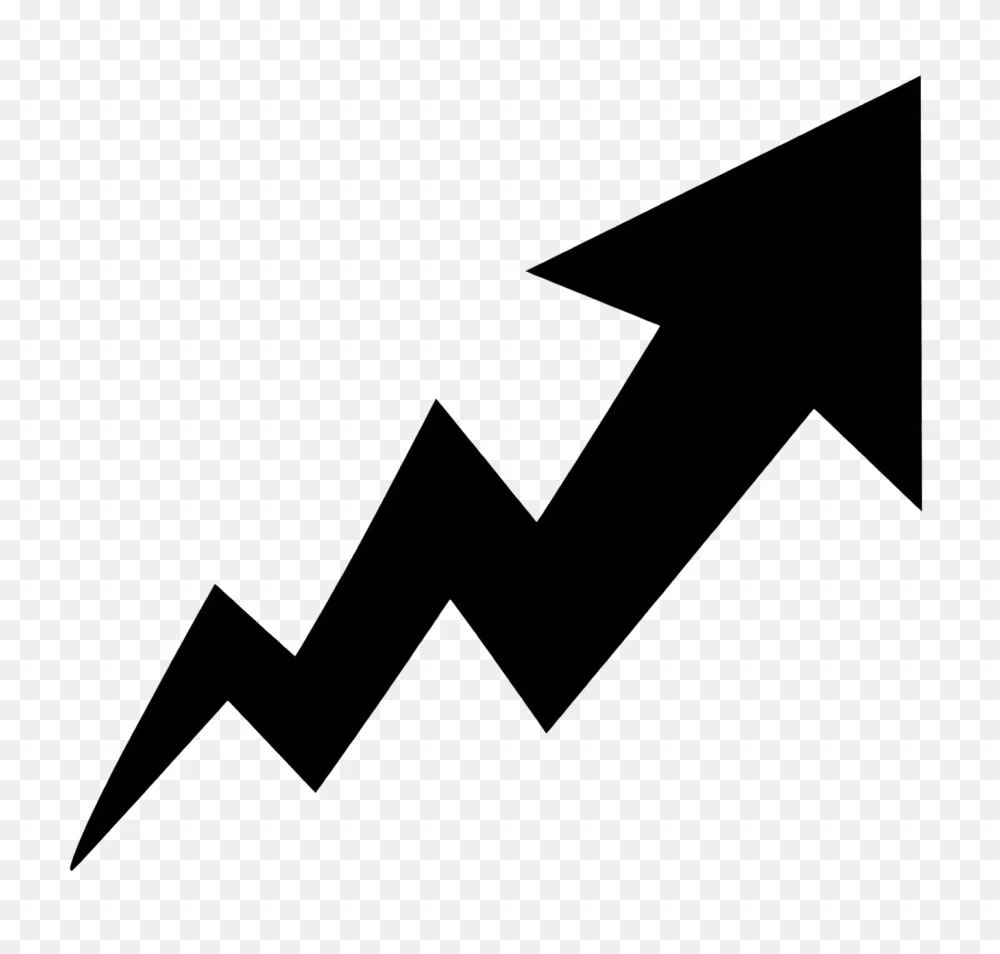 Solid Black Zigzag Growth Arrow Transparent background png  Transparent Background