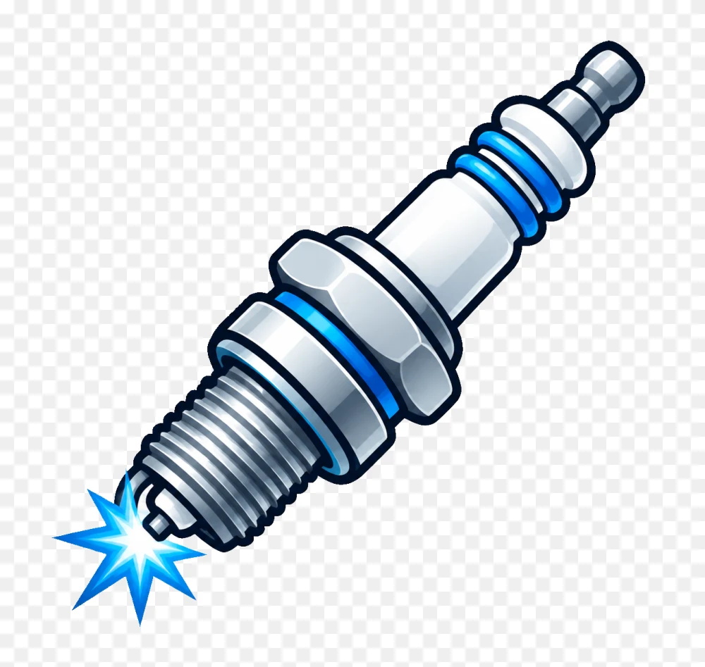Spark Plug Engine Component With Blue Spark PNG  Transparent Background