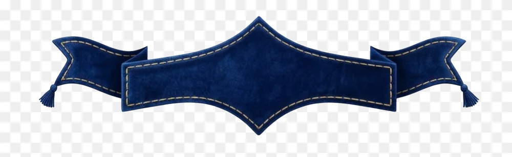 Stitched Navy Blue Ribbon Banner PNG  Transparent Background