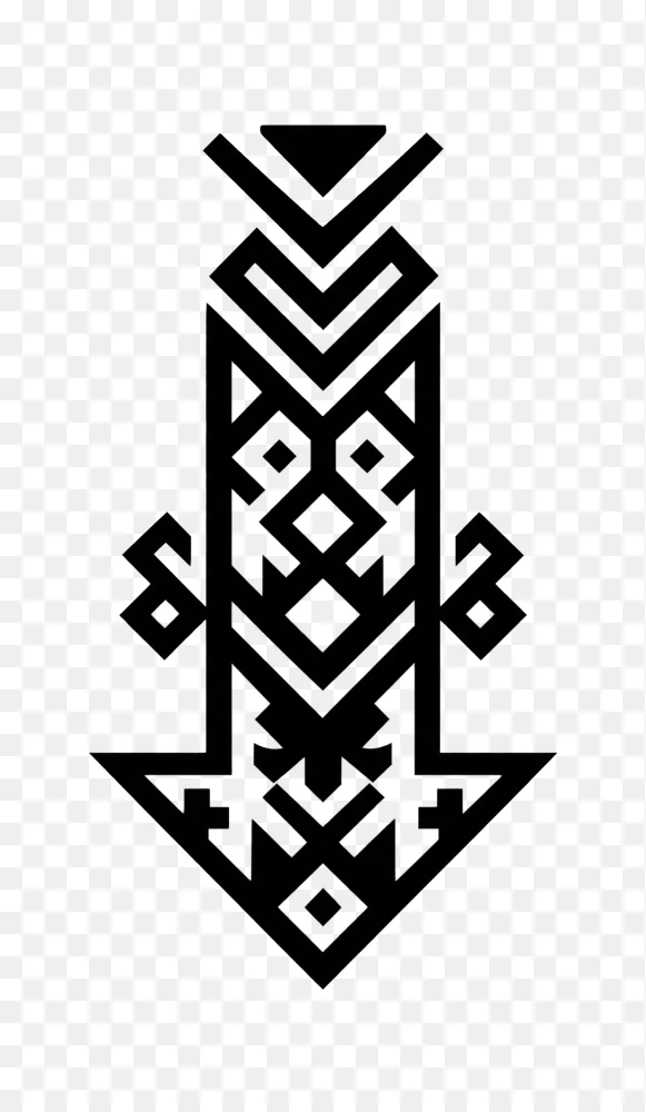 Tribal Geometric Pattern Down Arrow Transparent background png  Transparent Background