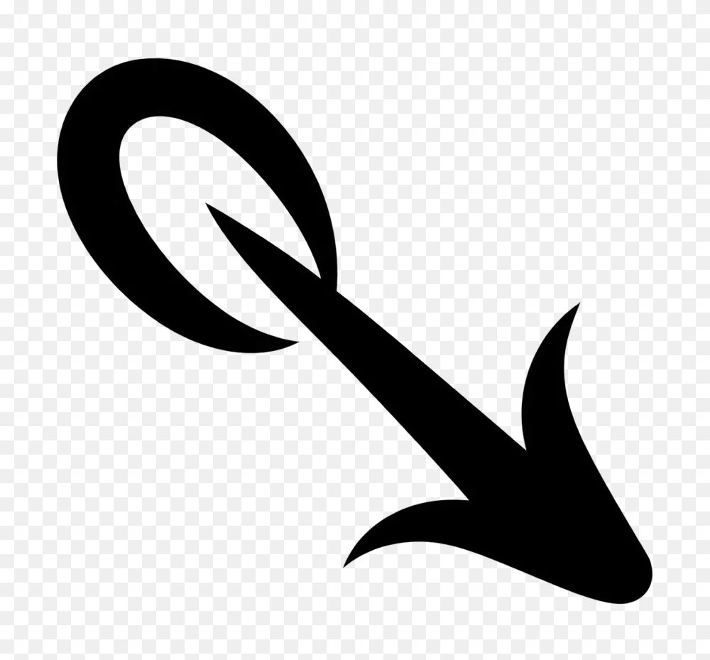 Tribal Looped Tail Down-Right Arrow Transparent background png  Transparent Background