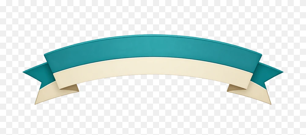 Turquoise And Beige 3D Ribbed Scroll Banner PNG  Transparent Background