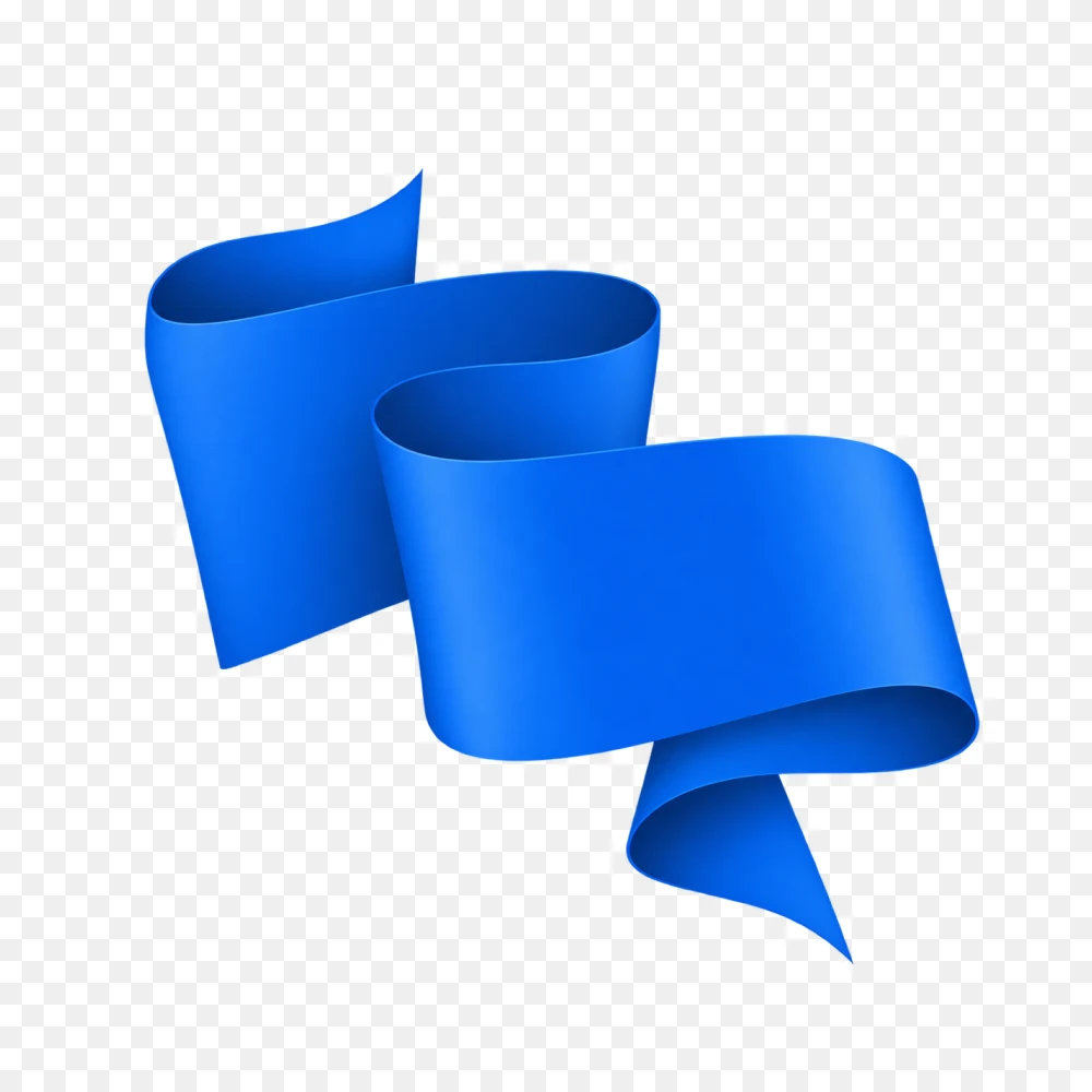 Vibrant 3D Blue Ribbon Banner PNG  Transparent Background