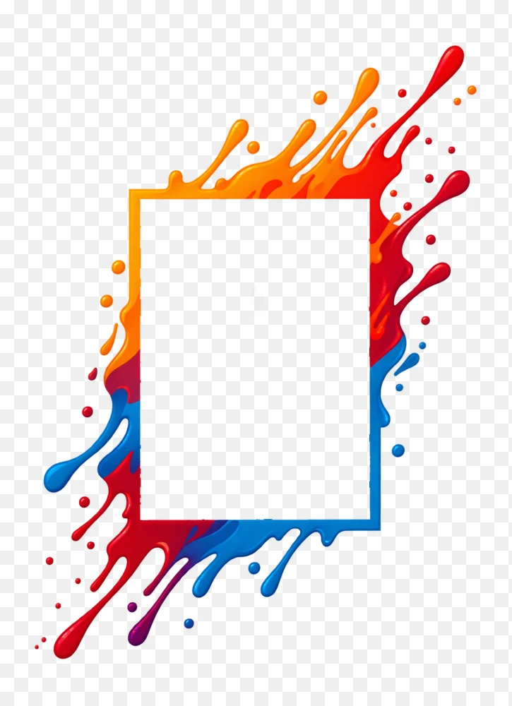 Vibrant Colorful Paint Splatter Vertical Border Frame PNG Transparent Background