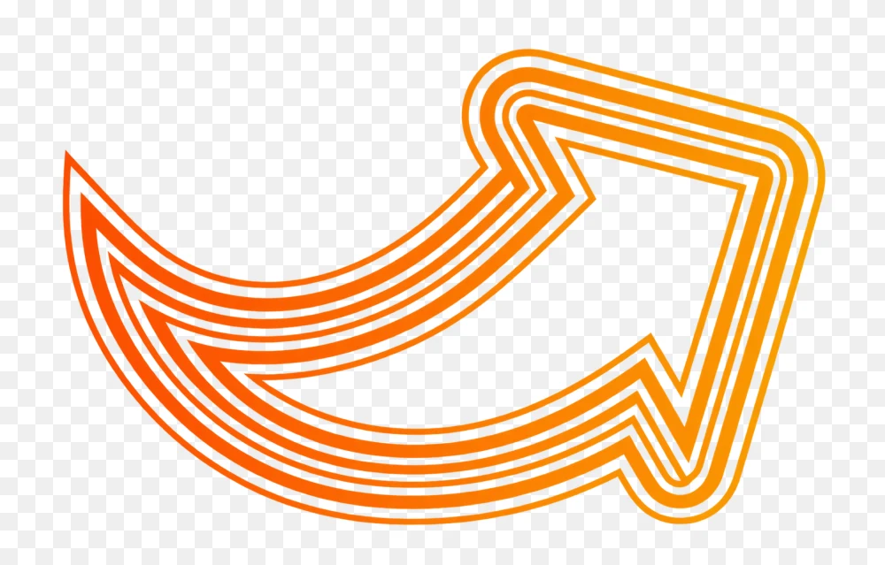 Vibrant Curved Orange Arrow Design PNG  Transparent Background