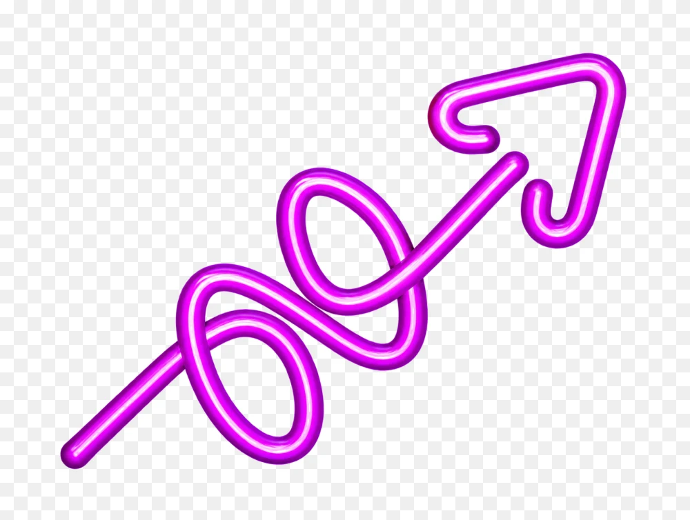 Vibrant Glowing Pink Neon Directional Arrow PNG  Transparent Background