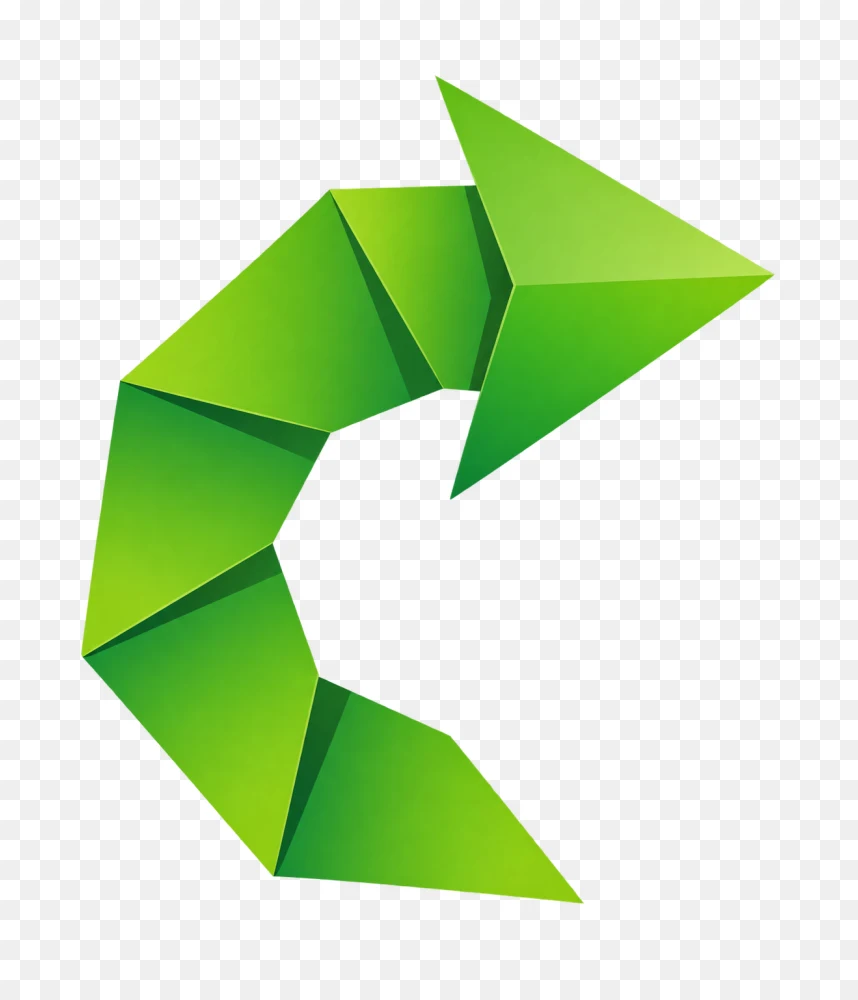 Vibrant Green Curved Origami Arrow Png  Transparent Background