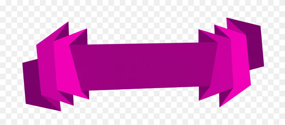 Vibrant Magenta Folded Ribbon Banner PNG  Transparent Background