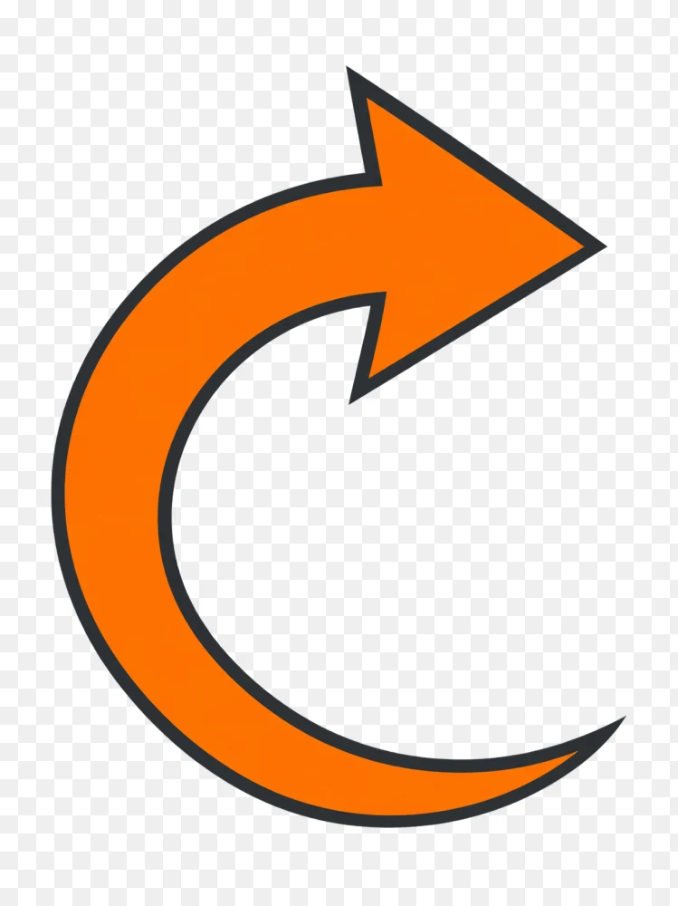 Vibrant Orange Curved Arrow Vector Cutout PNG Transparent Background