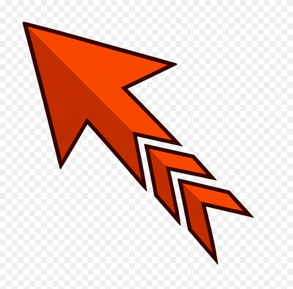 Vibrant Red Cursor Arrow with Motion Trails PNG Transparent Background