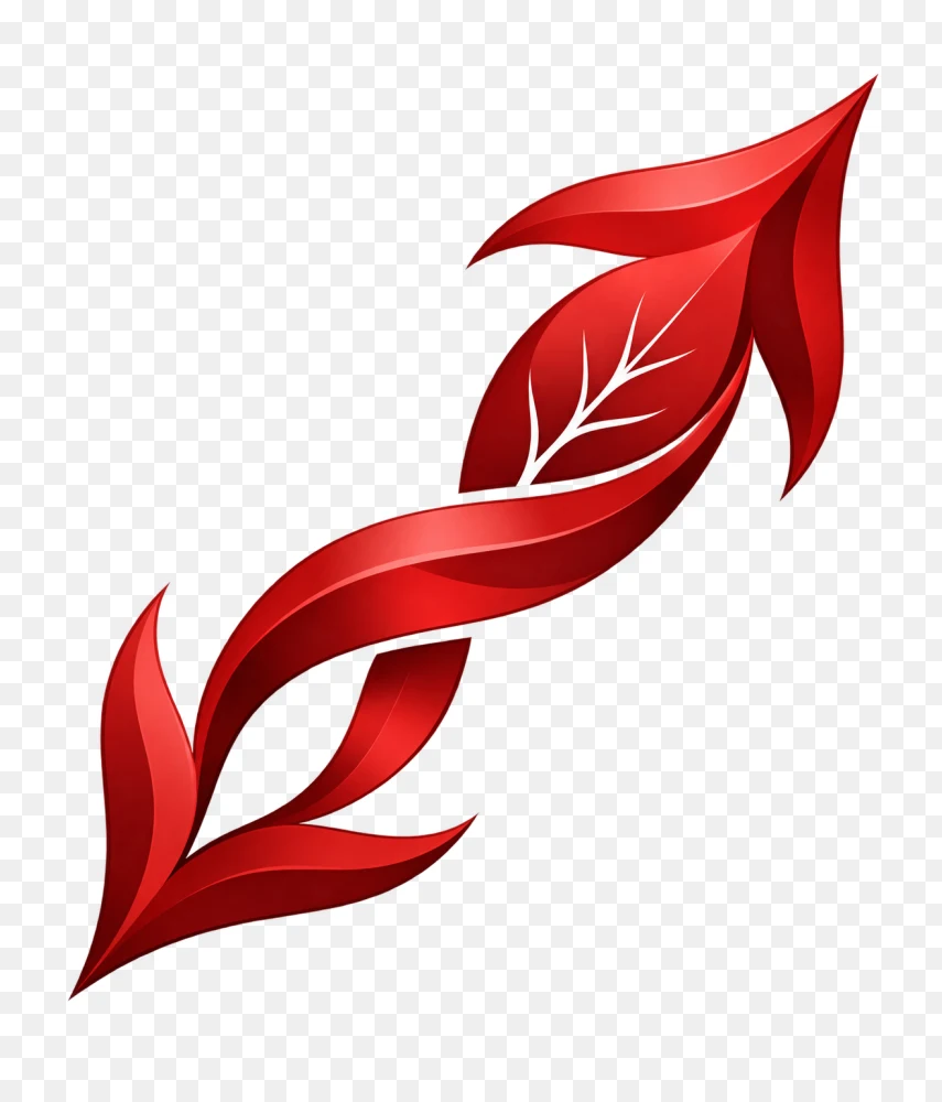 Vibrant Red Fantasy Arrow Leaf PNG Graphic  Transparent Background
